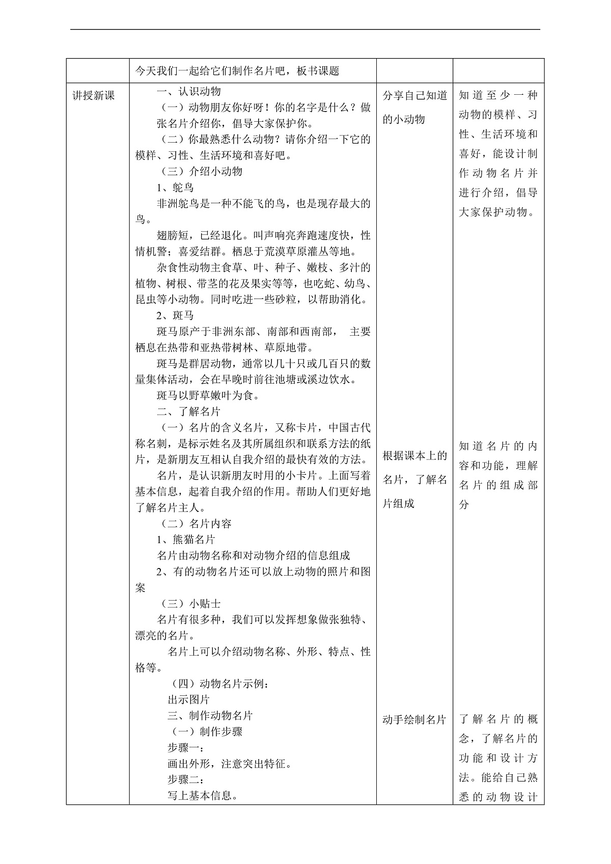【湘版】美术 一年级上册 第四单元 4 动物名片 课时教案第2页