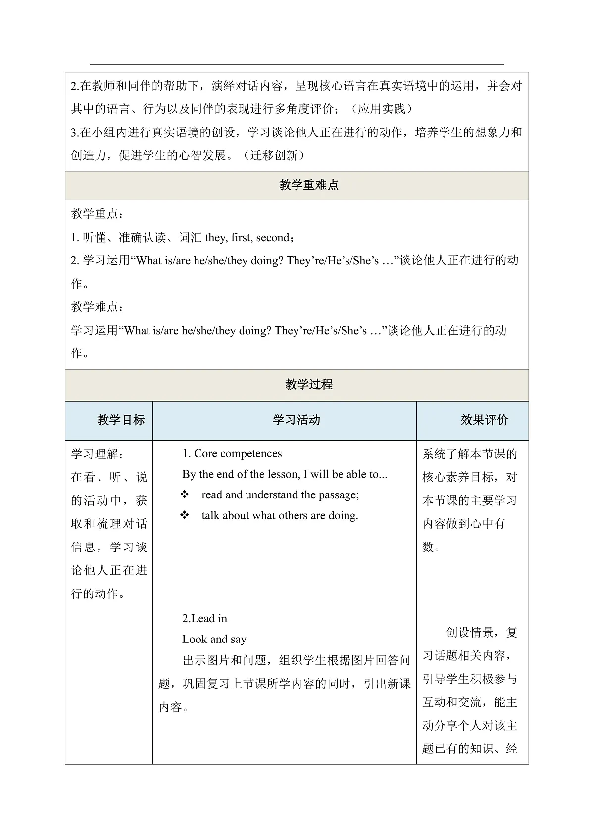 【教学评一体化】Unit 3 Sports Lesson 2 The sports meet is fun 教学设计 冀教版英语四上第3页