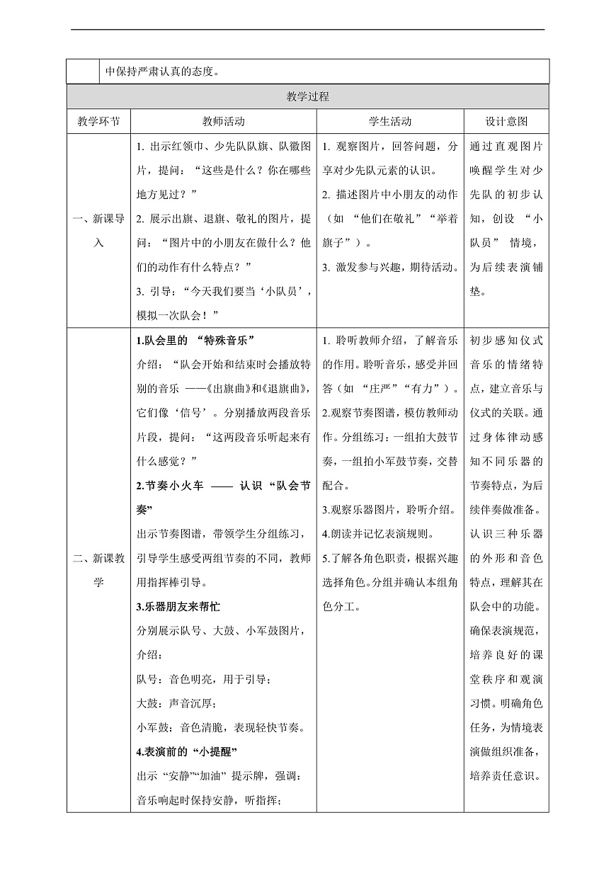 【新课标】第二单元第五课时《我们的队会》教案 西南大学版一年级下册第2页