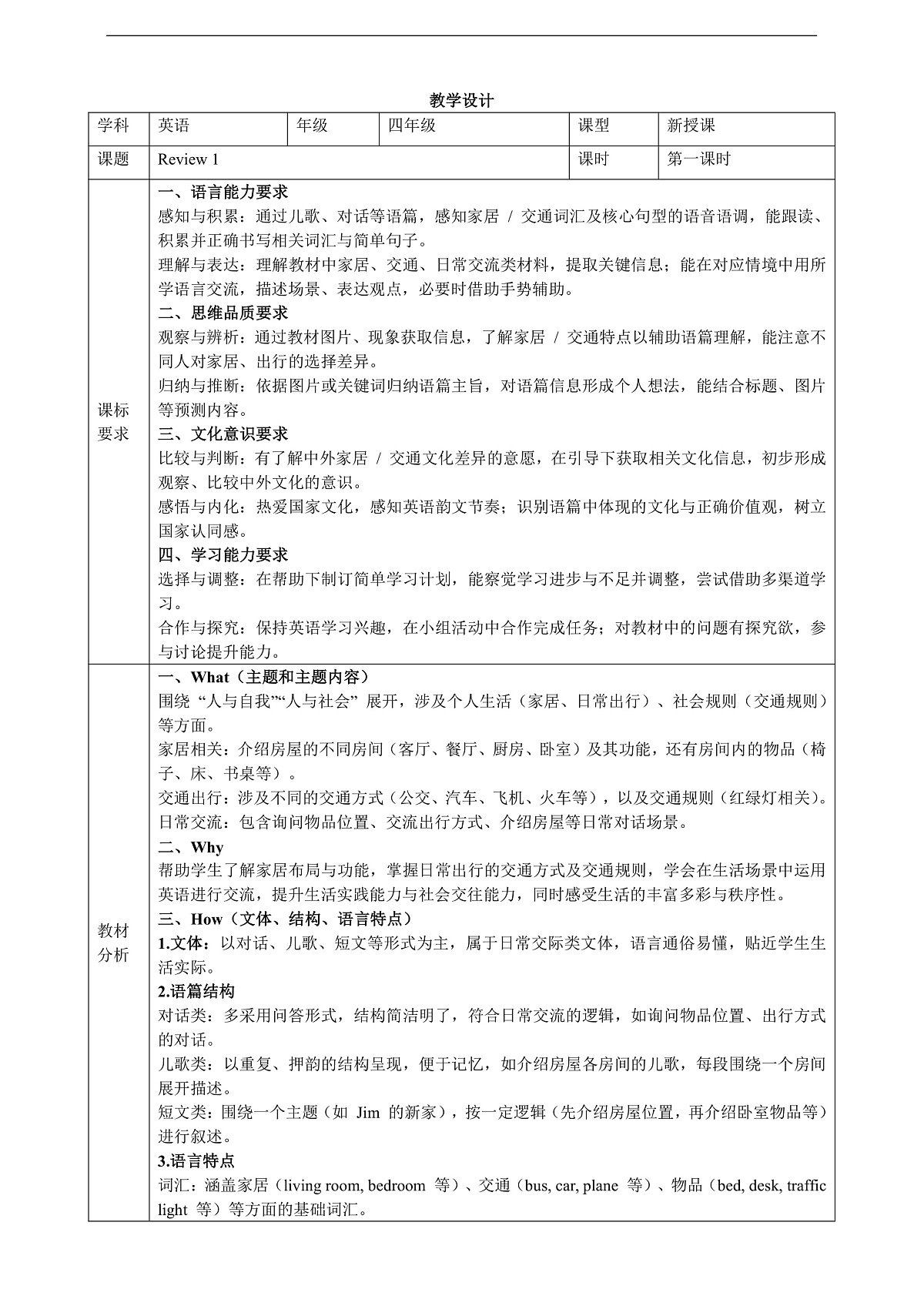 Review 1 教学设计第1页