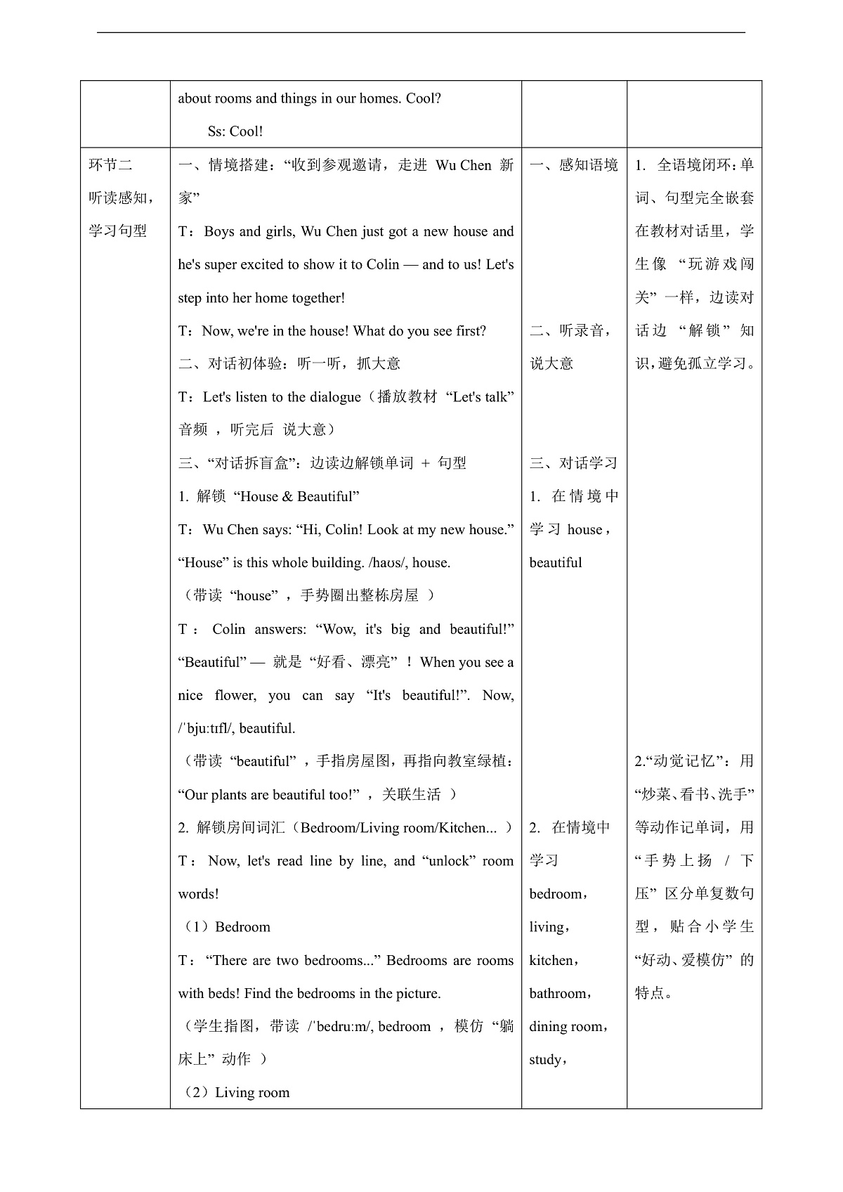 Unit 2 Our House Lesson 1 Part A Let's talk 教学设计第3页