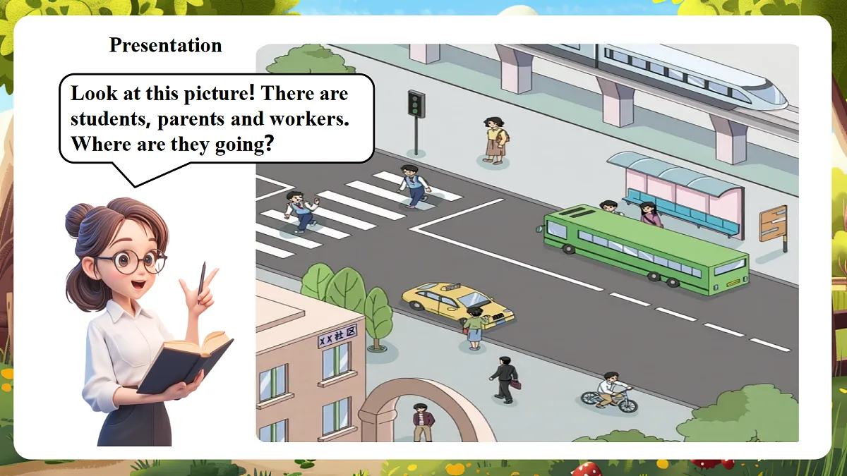 陕旅版四上英语Unit 3 I come to school on foot. Lesson 2 Part A Let's learn课件第6页