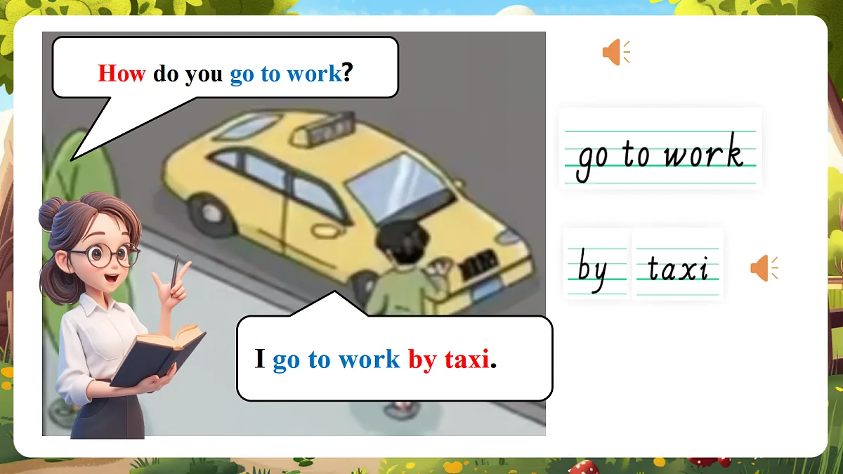 陕旅版四上英语Unit 3 I come to school on foot. Lesson 2 Part A Let's learn课件第8页