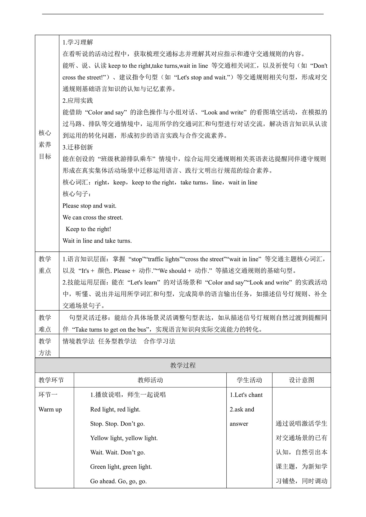 Unit 4 Follow the rules Lesson 2 Part A Let's learn 教学设计第2页