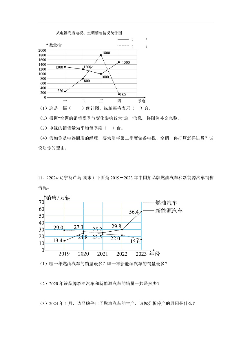 北师大版数学五下8.2《复式折线统计图》（分层作业）第3页