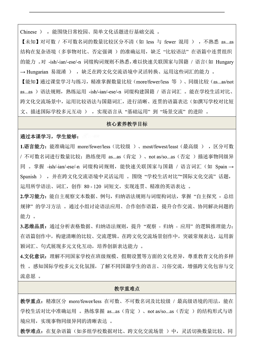 Unit 2 School life 第3课时Grammar 教学设计第2页