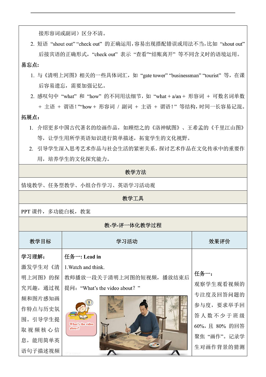 Unit 2 The world of Art 第4课时Theme reading 教学设计第3页