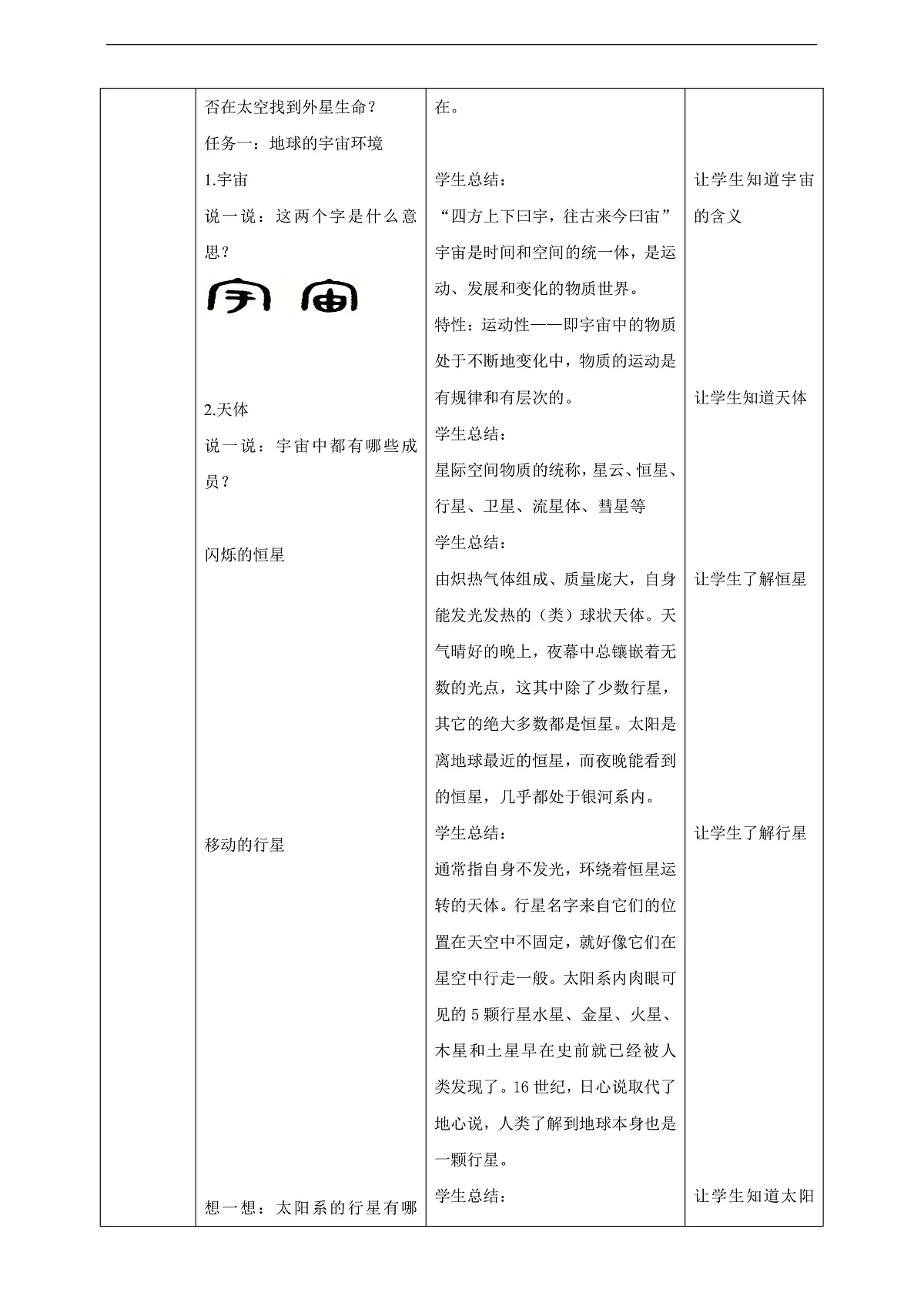 第一节 宇宙中地球 （第1课时）教学设计第3页