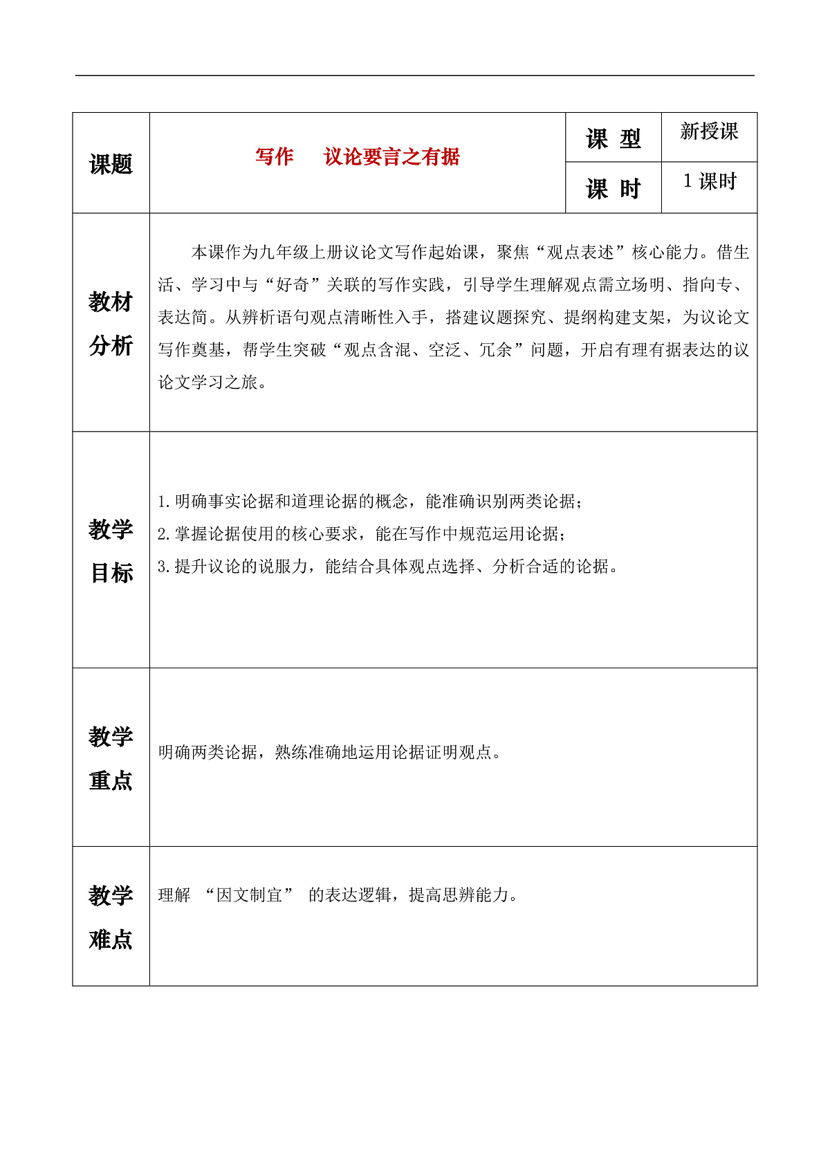《写作：议论要言之有据》教学设计第1页