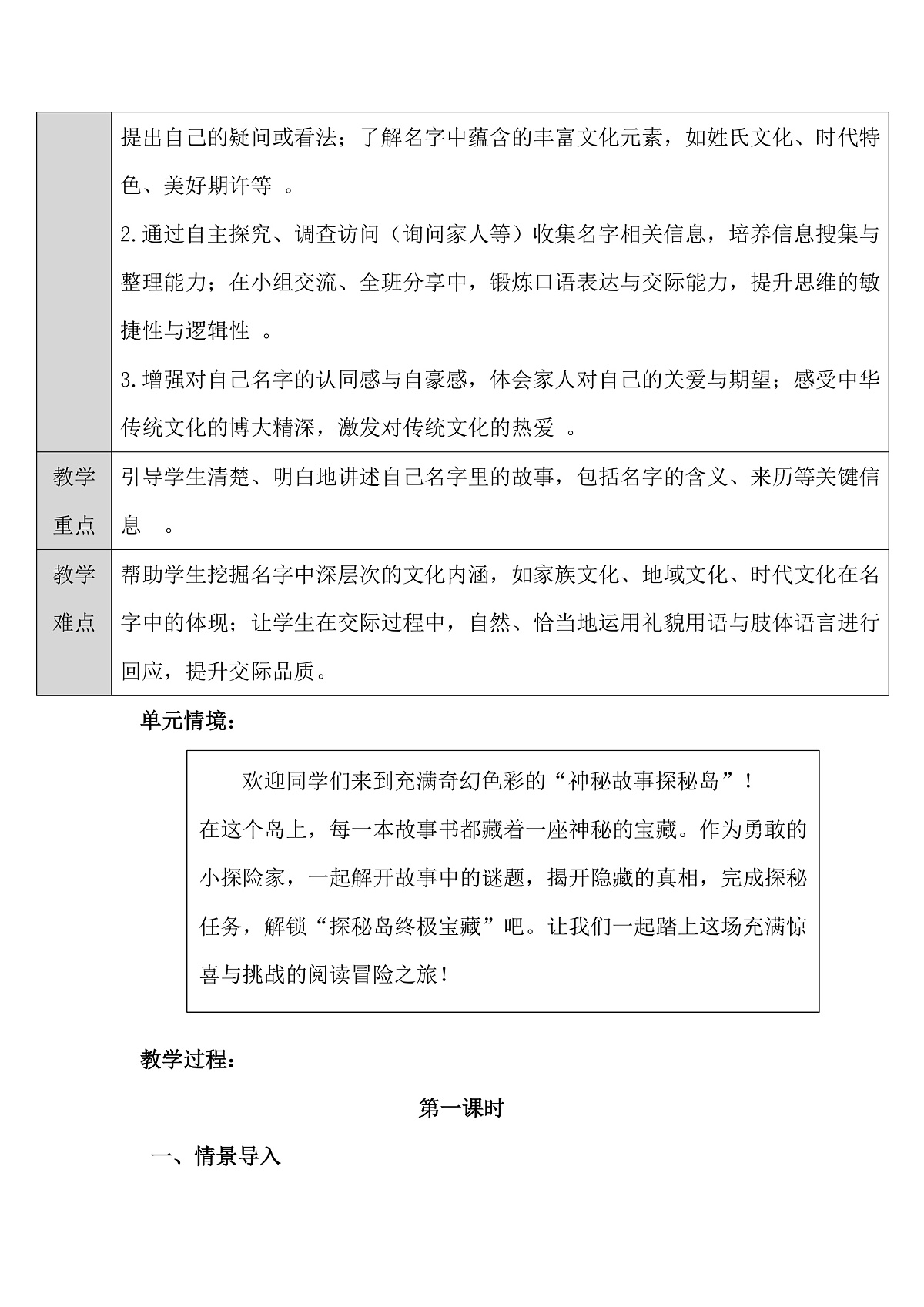 三上口语交际《名字里的故事》教学设计第2页