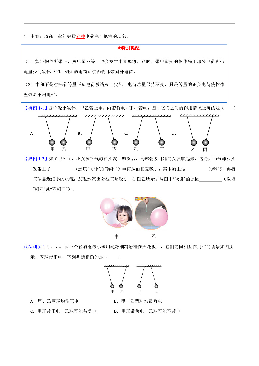 第1节 两种电荷（高效培优讲义）（原卷版）第2页