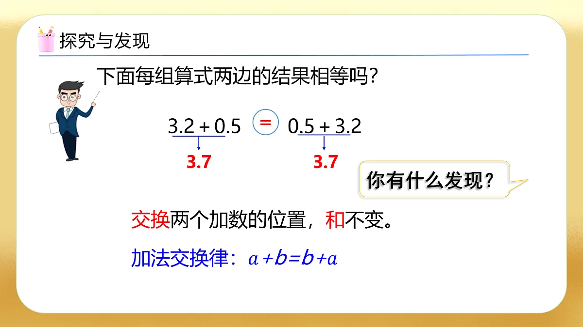 【备课无忧】人教版四下-6.4 整数加法运算定律推广到小数（教学课件）第7页