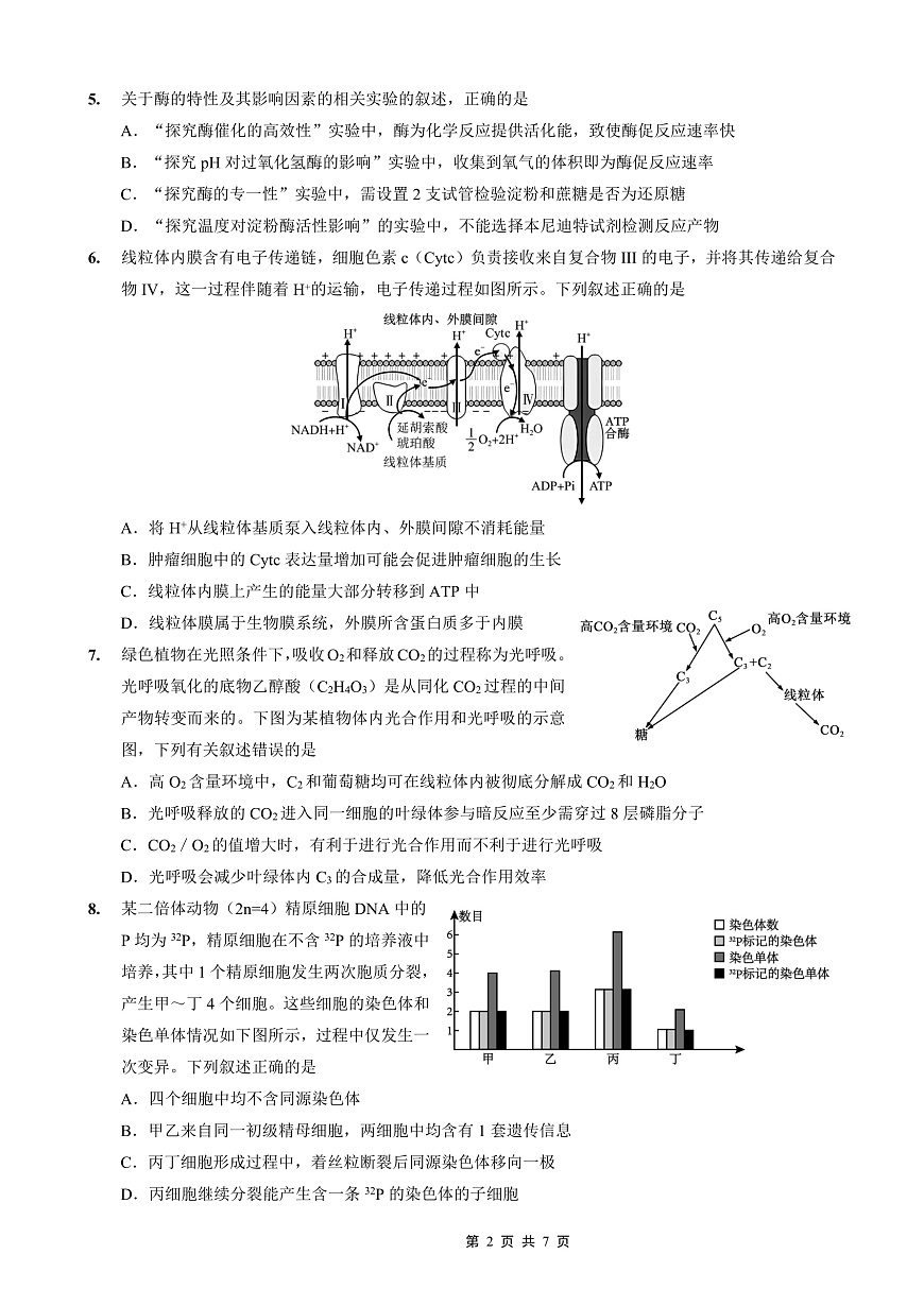 重庆外国语学校高2026届高三（上）10月月考（三）生物第2页