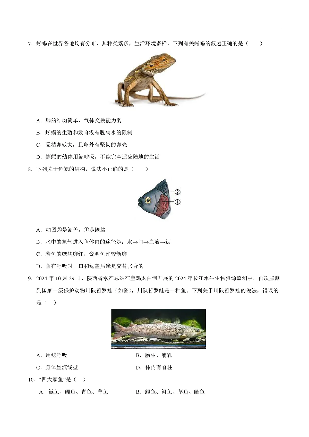 第8章 动物的主要类群（章末测试）（原卷版）第2页