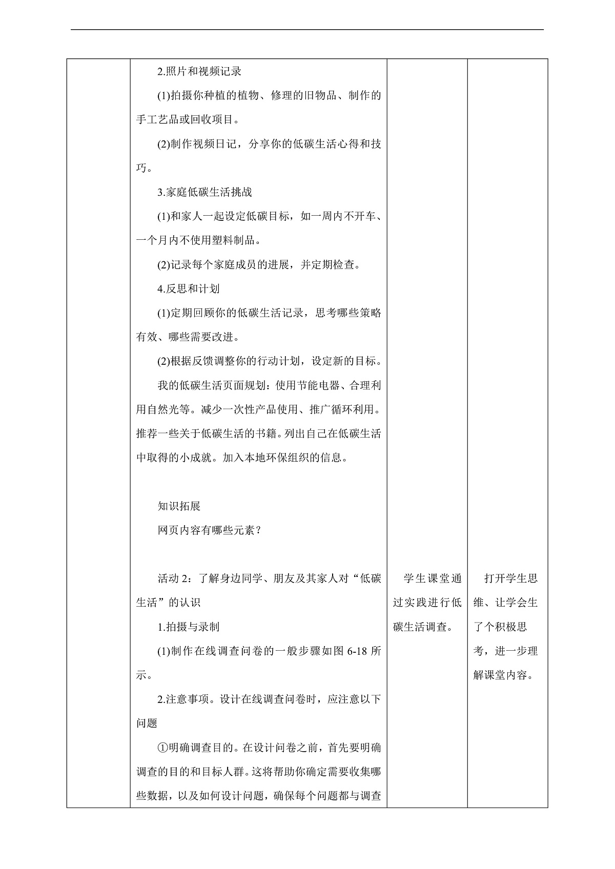 跨学科主题 项目3《记录我们的低碳生活》教案第3页