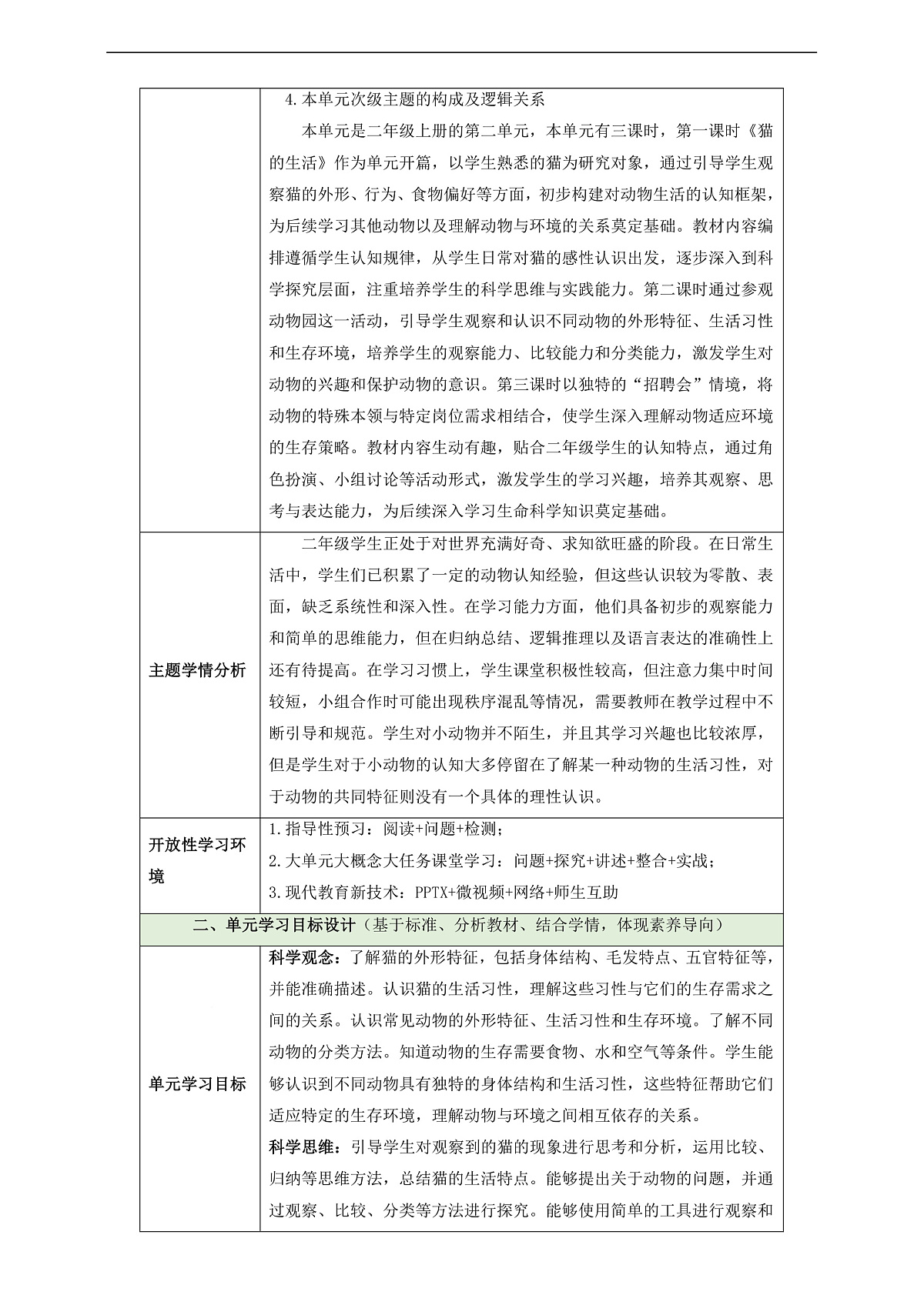 【教学评一体化】 第二单元《动物的生活》整体设计第2页