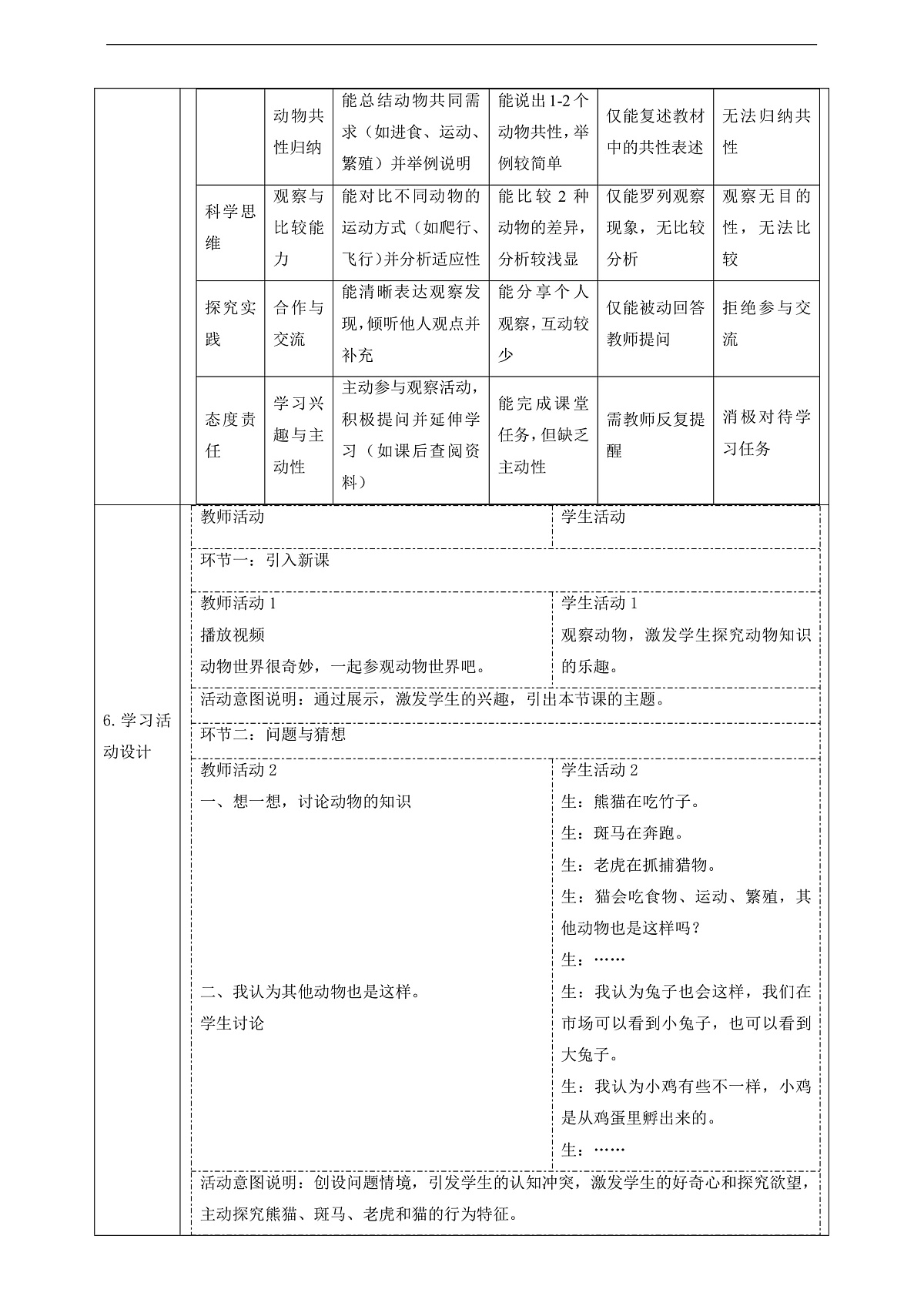 【教学评一体化】2.2《参观动物园》课时教案第2页