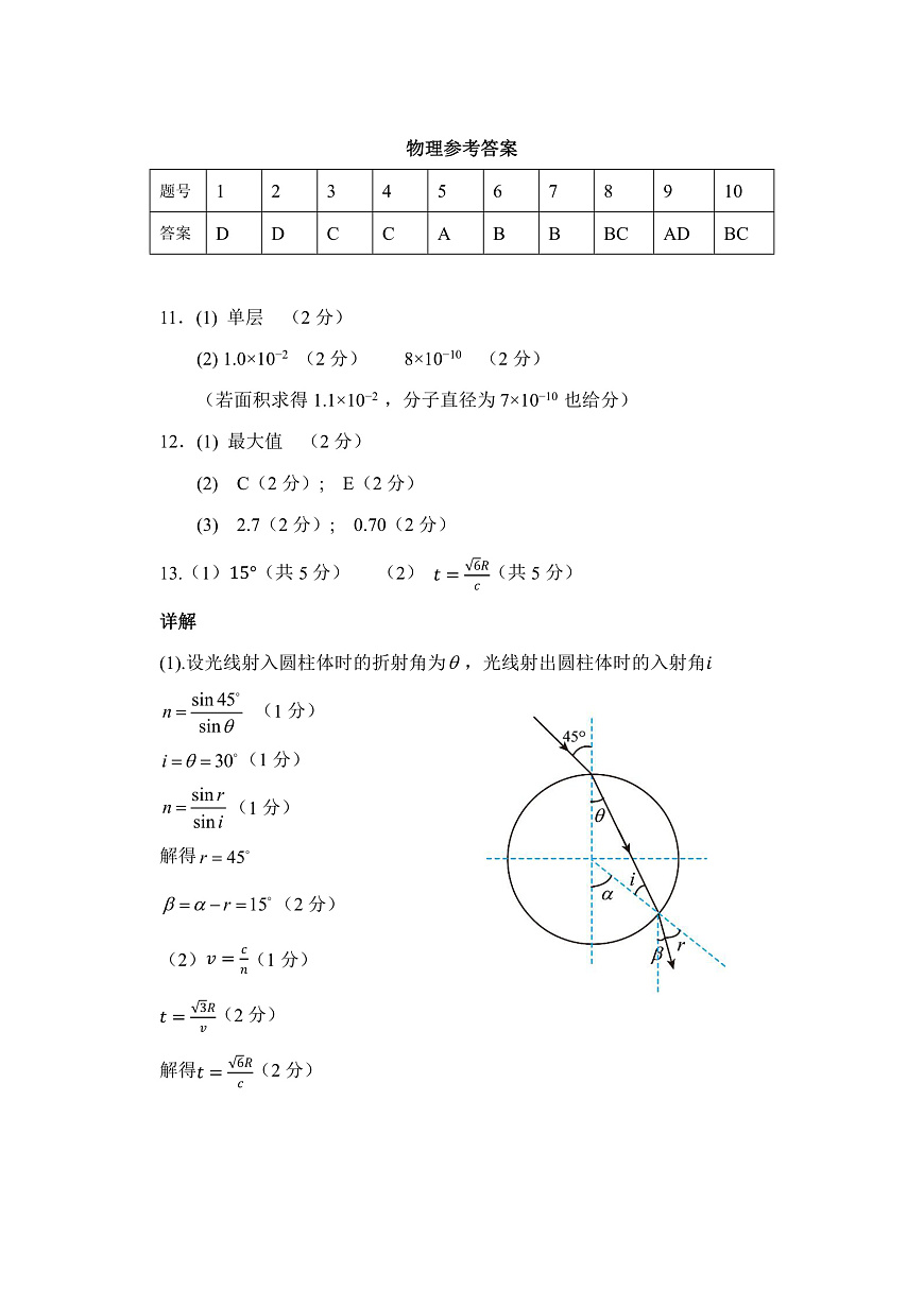 物理参考答案(1)第1页