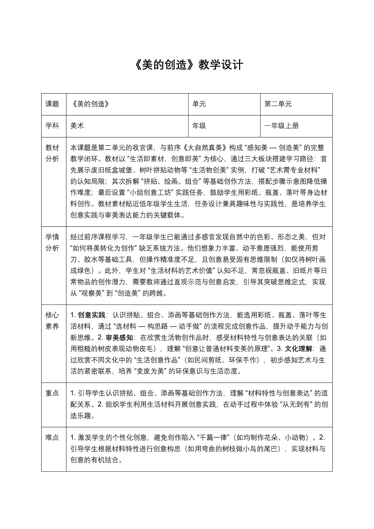 《美的创造》教学设计第1页