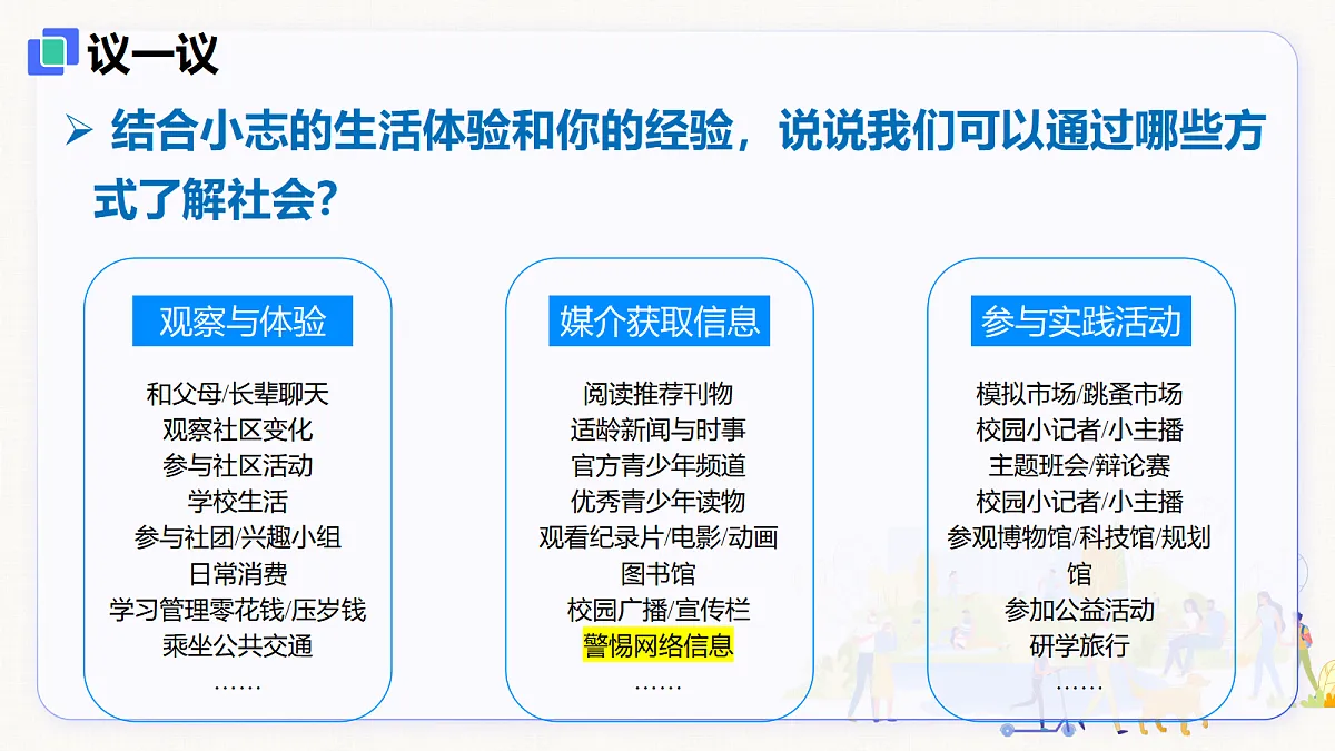 【新教材】1.1 认识社会生活（8上第一课）第8页
