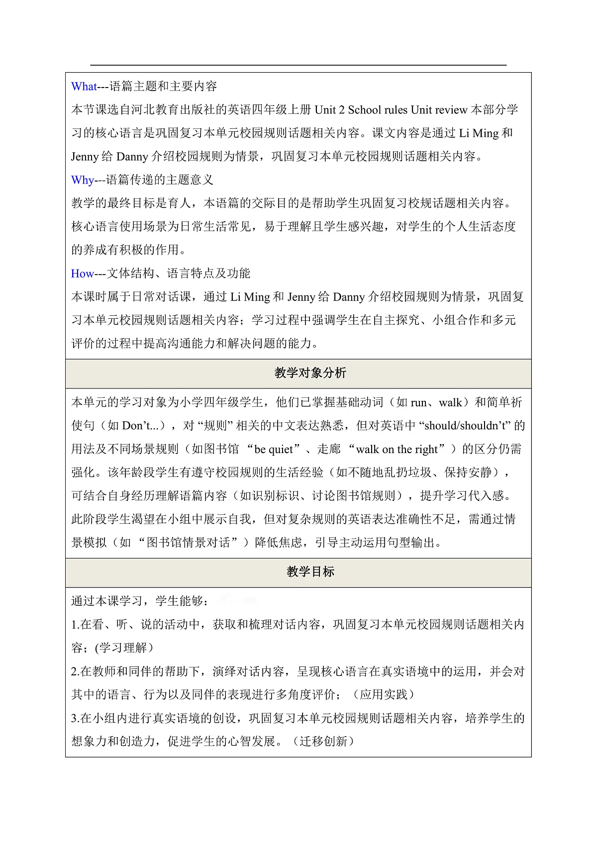 Unit 2 School rules Unit review 教学设计第2页