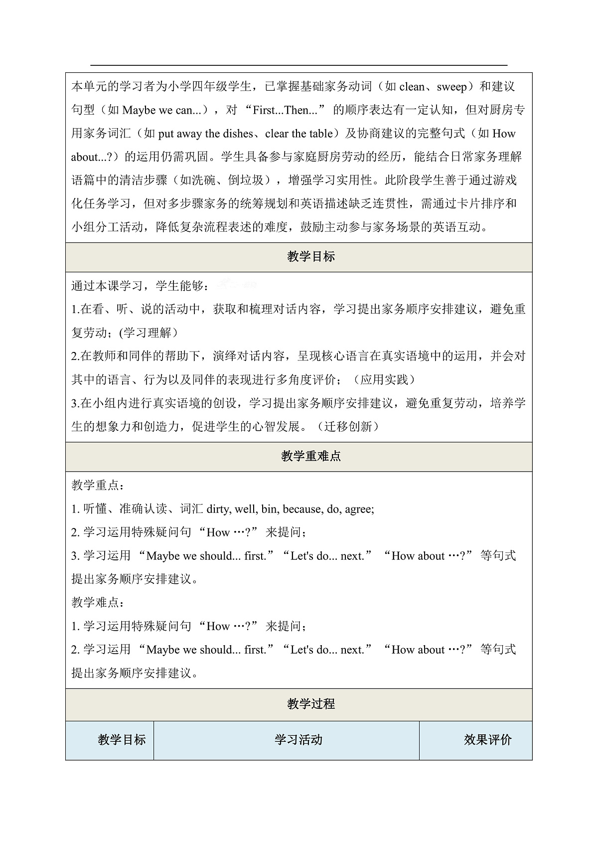 Unit 4 Help Out in the Kitchen Period 2 Close Reading 教学设计第3页