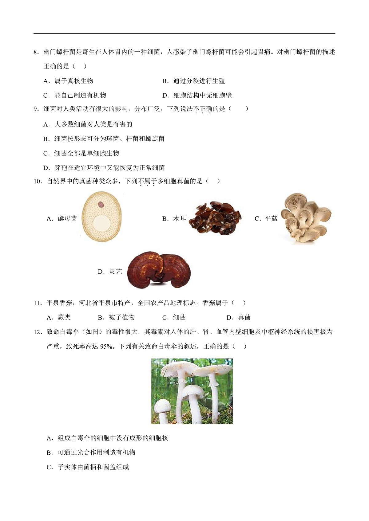 第9章 微生物（章末测试）（原卷版）第3页