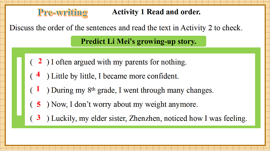 【教学评一体化】Unit 4 Changing and Growing 第7课时Reading for Writing.教学课件(1)第8页