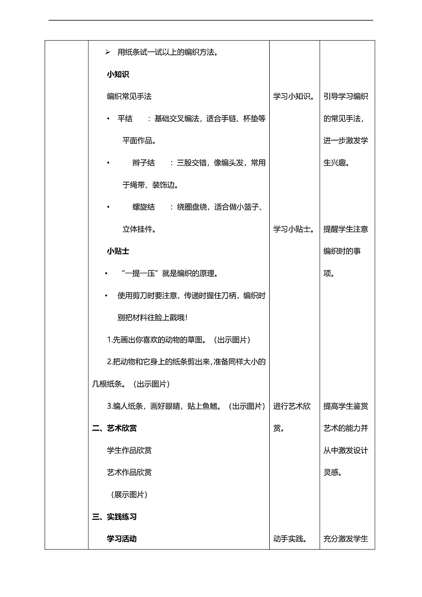 第四单元第1课《编织乐陶陶》核心素养教学设计第3页