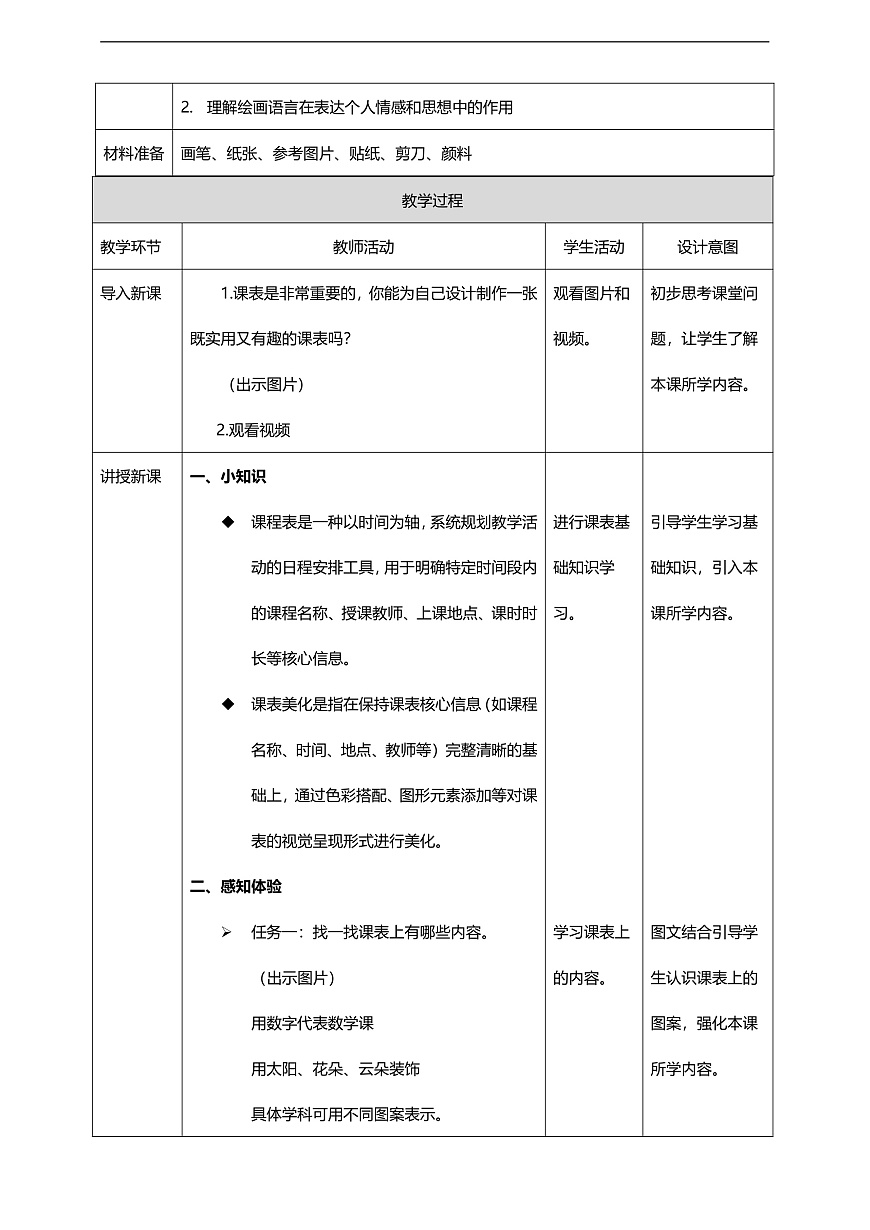 【人美版】美术 二年级上册 第四单元 第1课《课表我美化》教学设计第2页