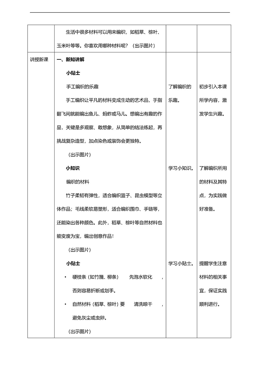 【湘美版】新教材三年级上册 第四单元 第1课《编织乐陶陶》核心素养教学设计第2页