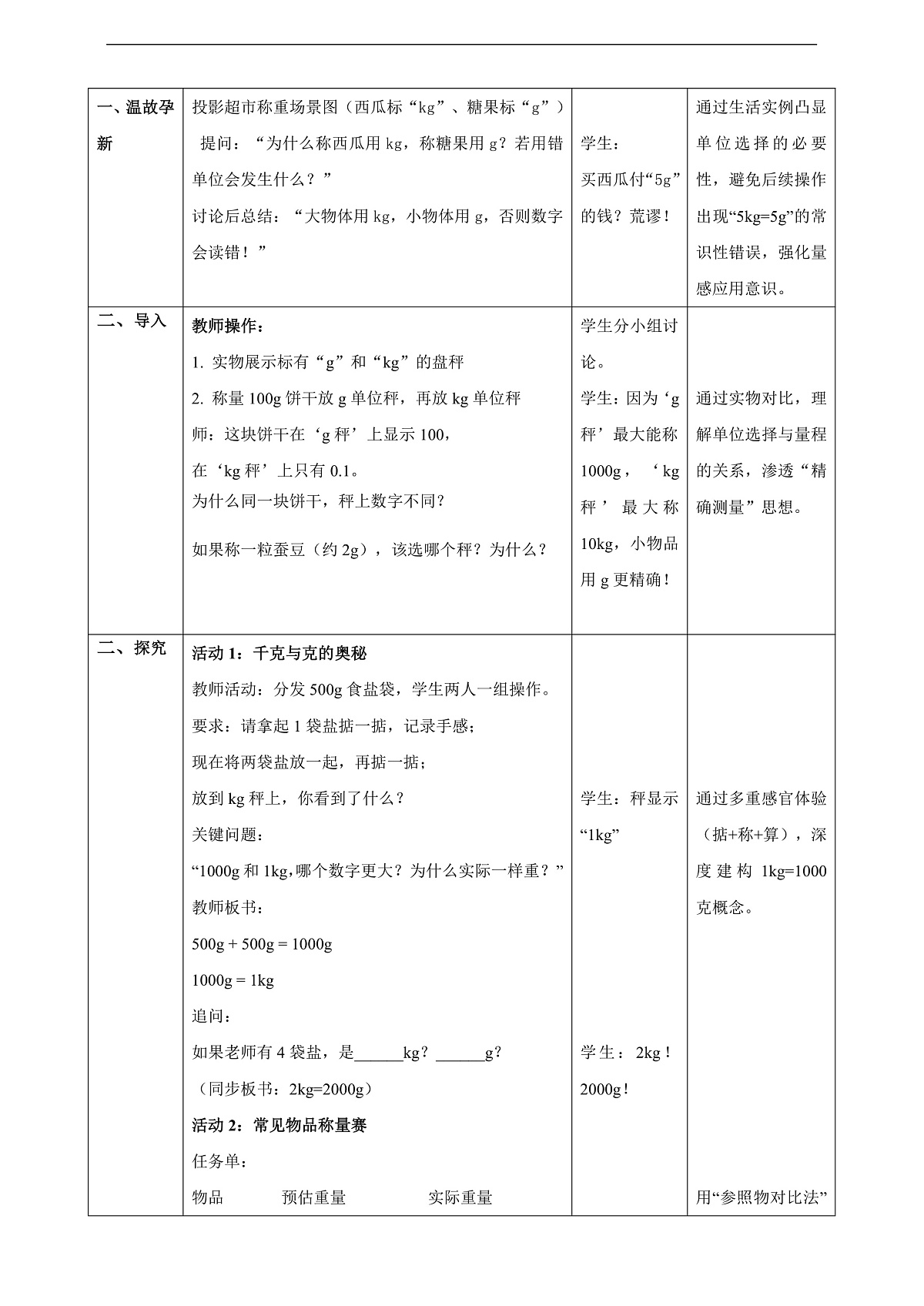 冀教版三上 称重物体2《称重物体》（教案）第2页