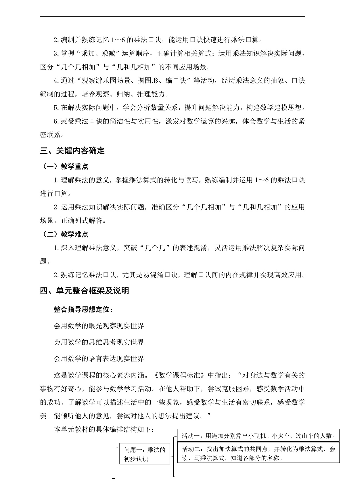 人教版二上第二单元《1～6的表内乘法》单元整体设计第2页