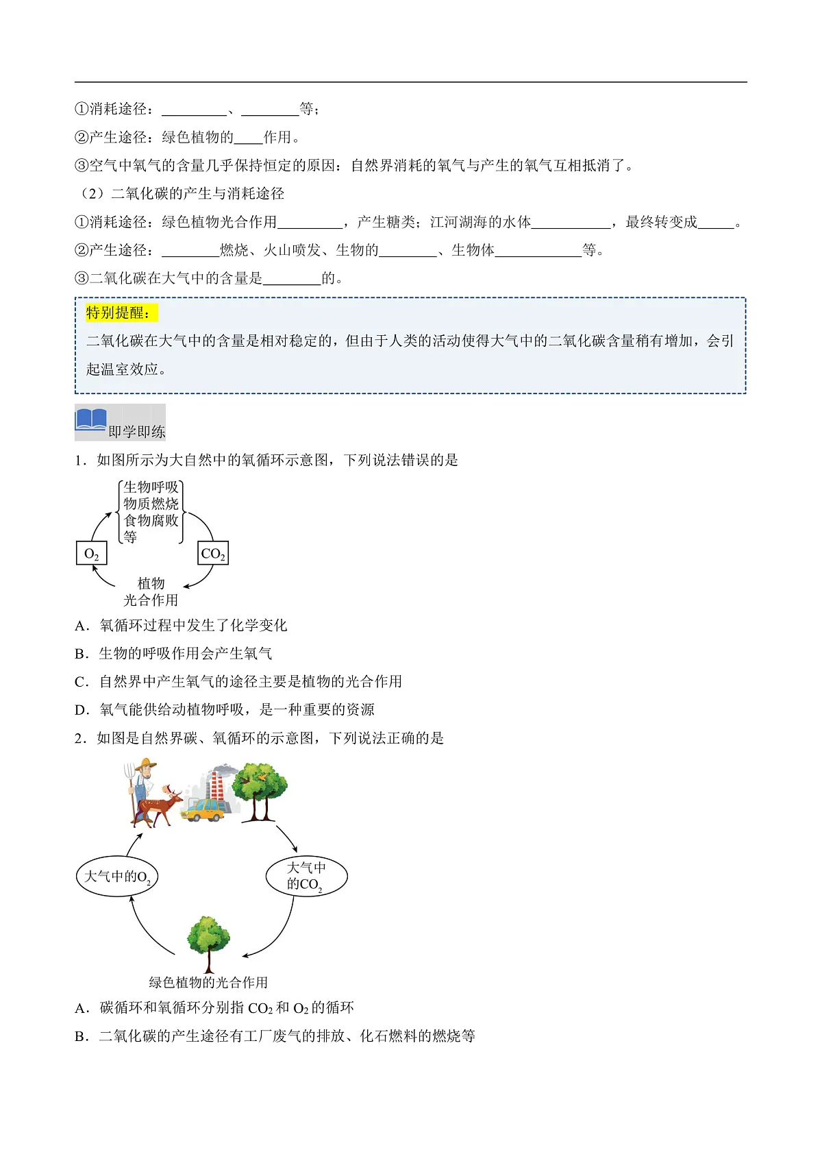 课题2 氧气和二氧化碳的性质 第3课时（同步讲义）（原卷版）第2页