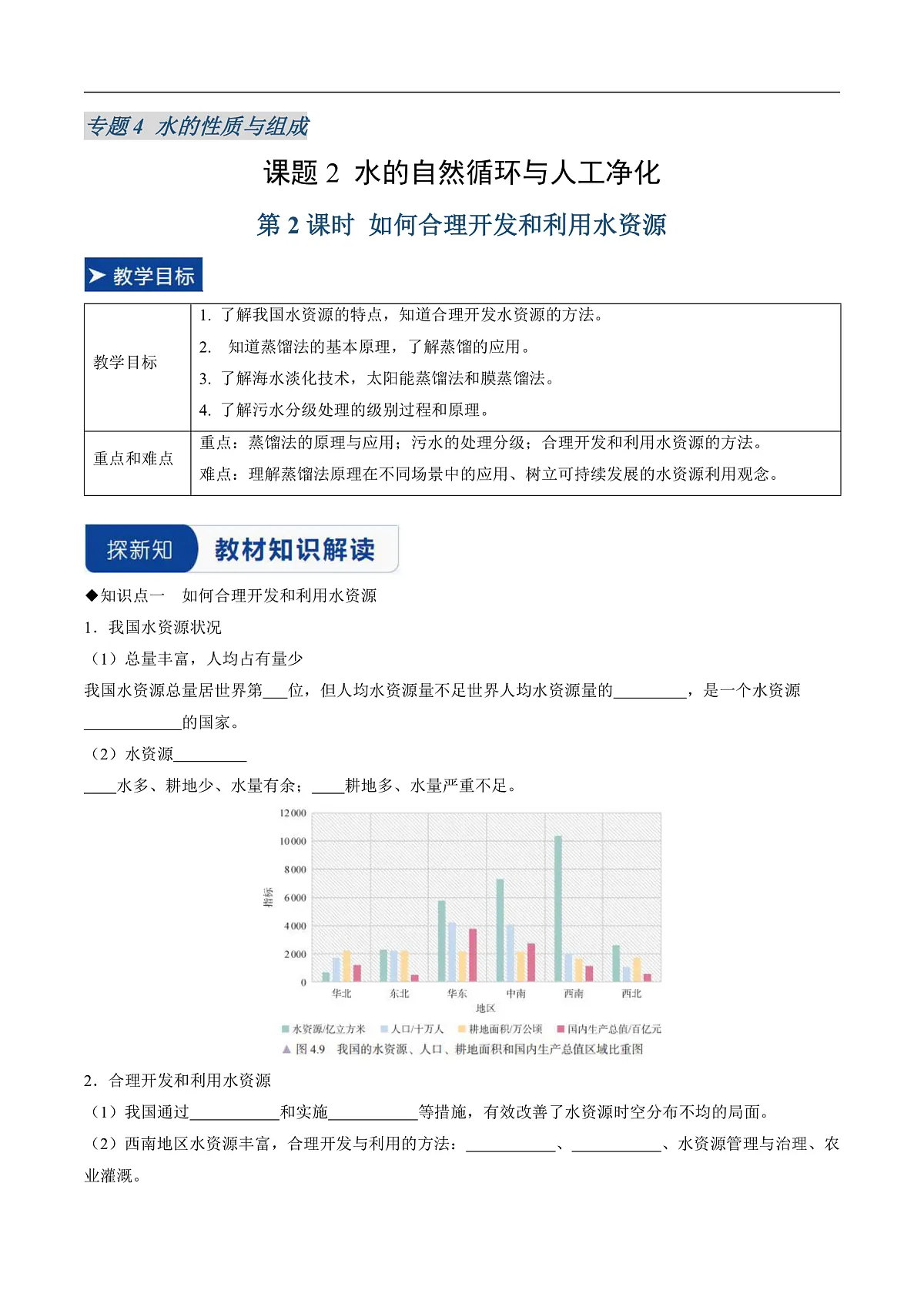 课题2 水的自然循环与人工净化 第2课时（同步讲义）（原卷版）第1页