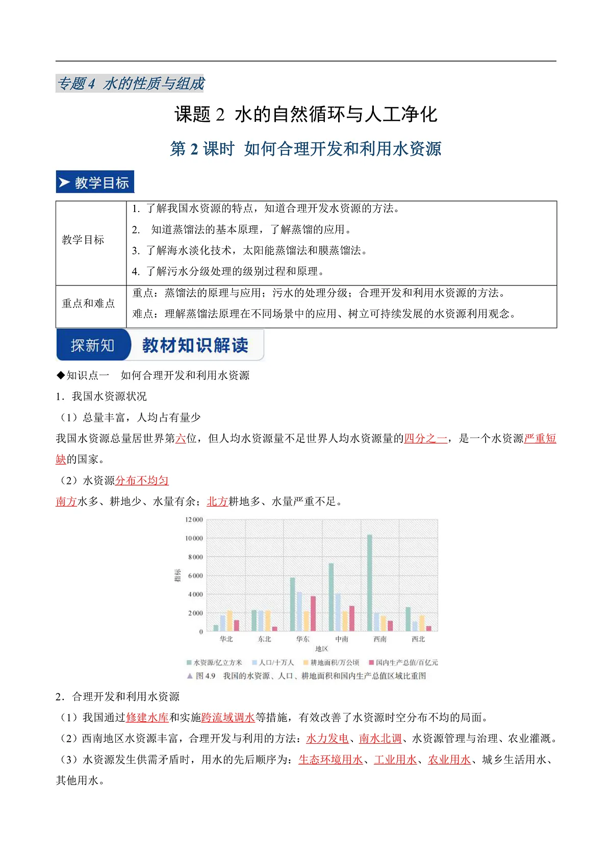 课题2 水的自然循环与人工净化 第2课时（同步讲义）（解析版）第1页
