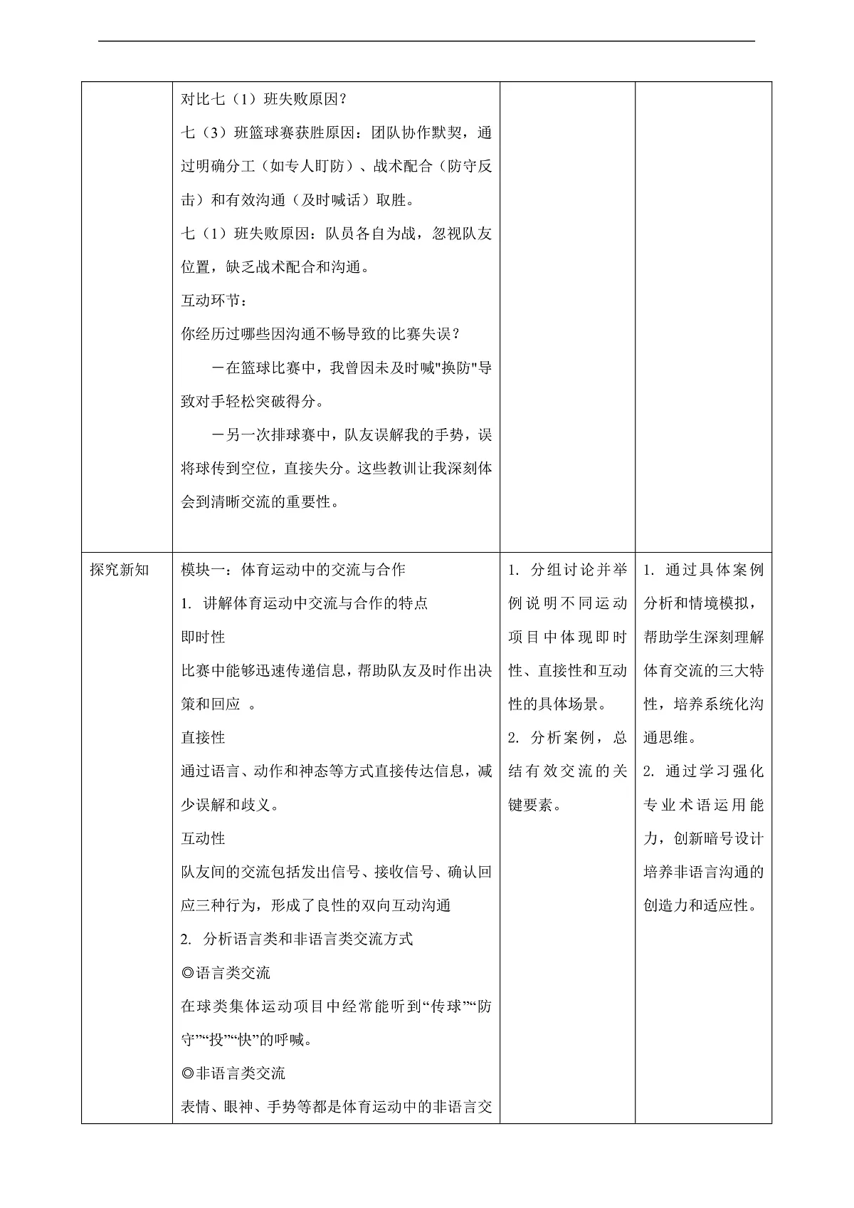 【核心素养目标】【人教版2024】《体育与健康》第5课《体育运动中的交流与合作》教案-七年级全第2页