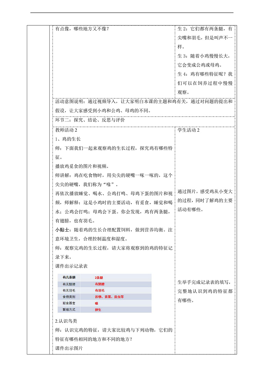 【教学评一体化】3.2《鸡与鸟类》课时教案第3页
