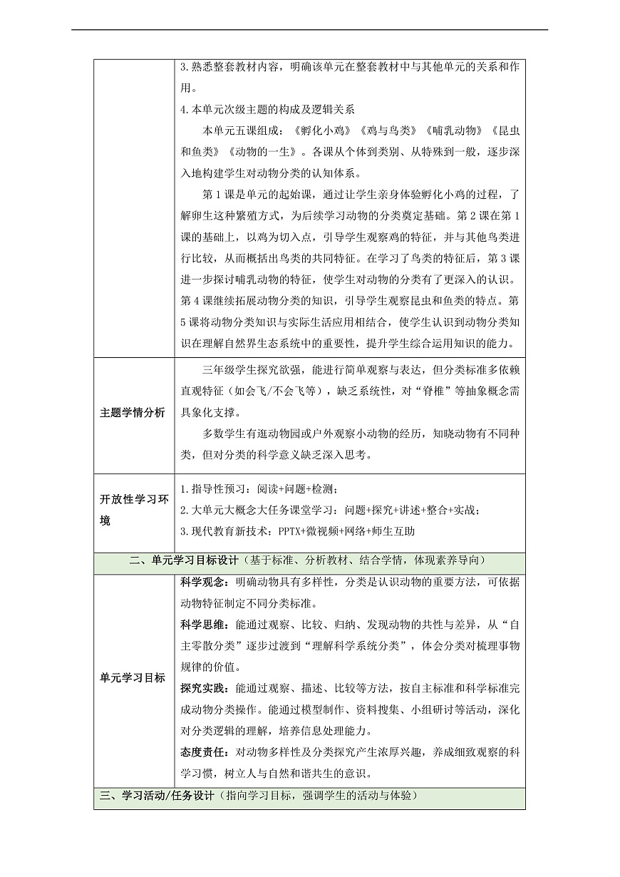 【教学评一体化】第三单元《动物的分类》单元整体设计第2页