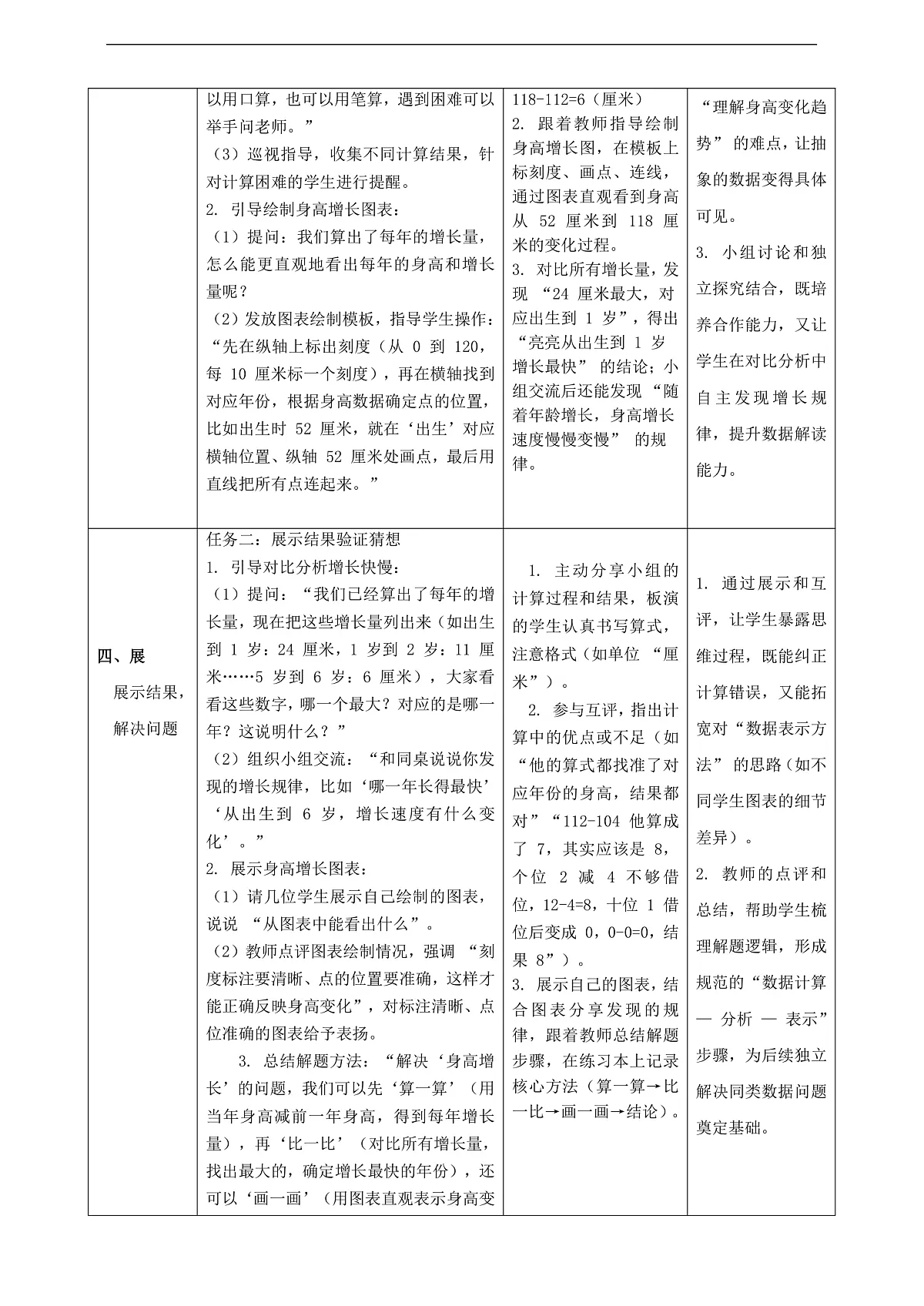 北师大版三上3.5《身高的增长》（教案）第3页