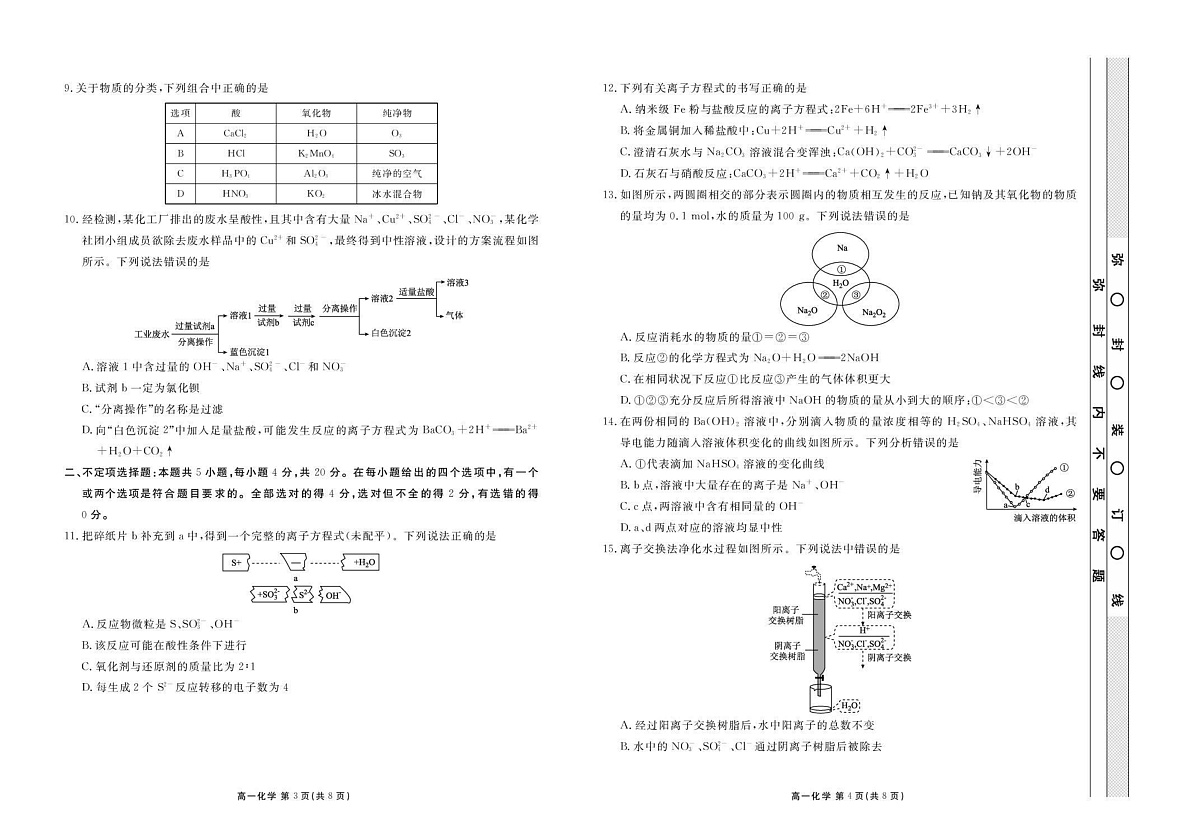 云南省楚雄州民族中学2025-2026学年高一上学期10月月考化学试卷第2页