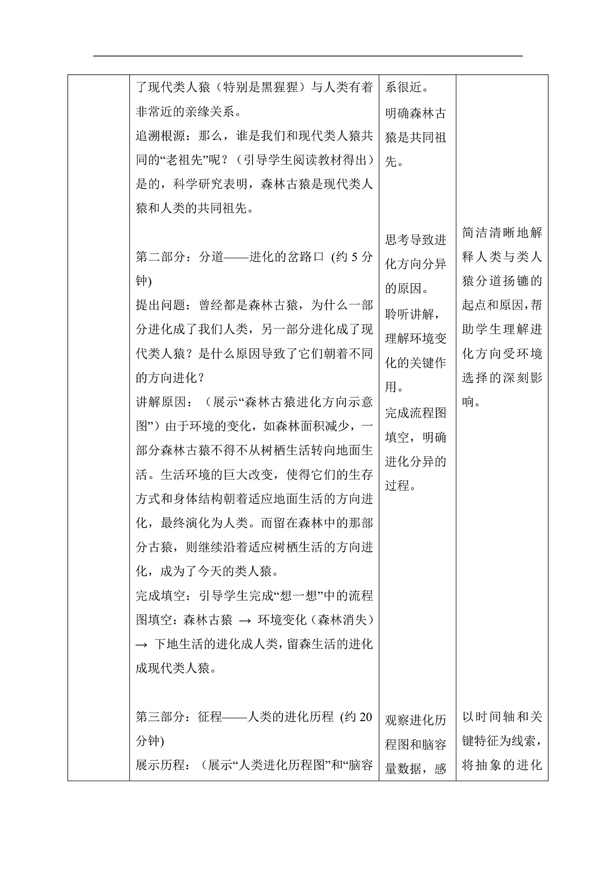 【核心素养目标】冀少版初中生物八年级下册6.3.4《人类的起源》教学设计第3页