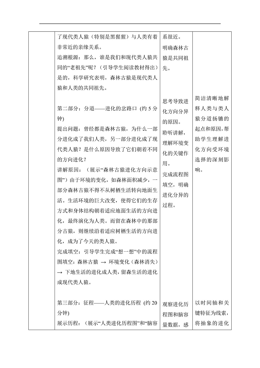 【核心素养目标】冀少版初中生物八年级下册6.3.4《人类的起源》教学设计第3页