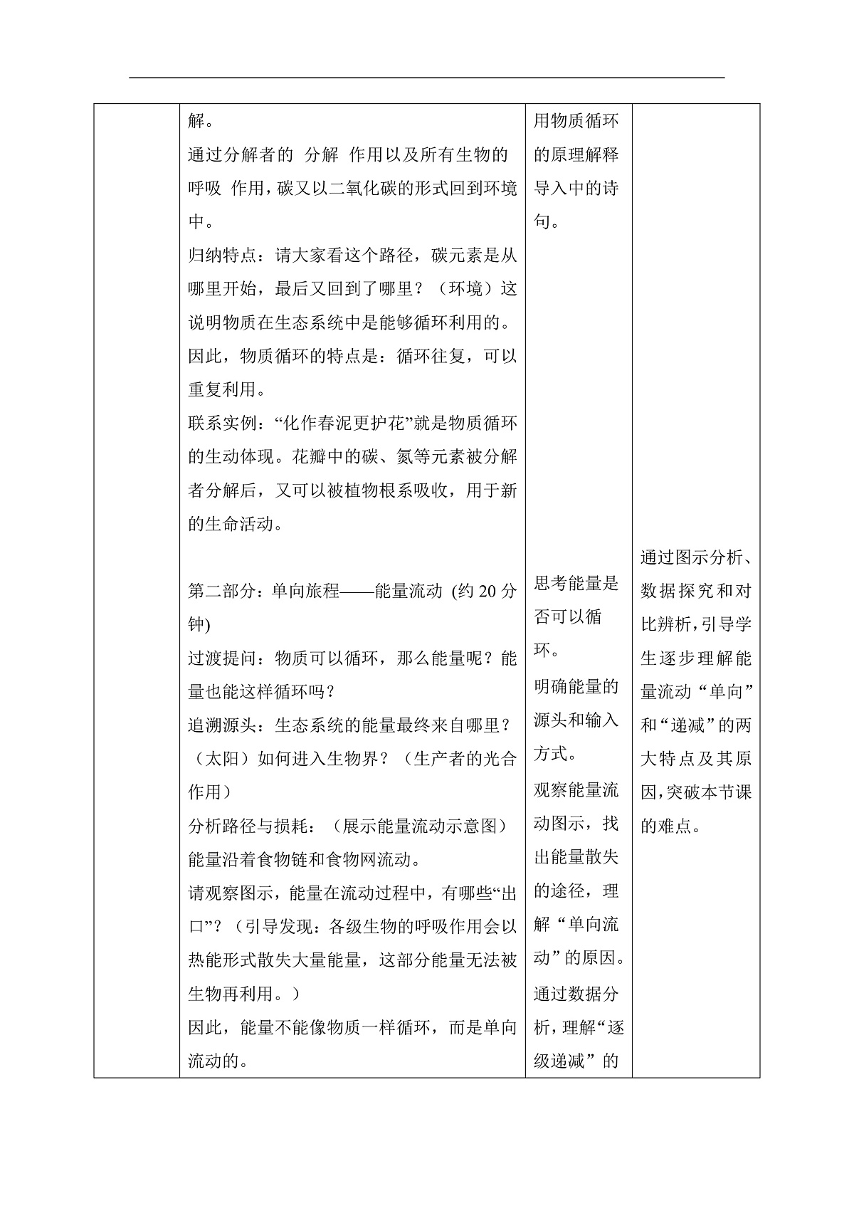 【核心素养目标】冀少版初中生物八年级下册7.1.5《生态系统中的物质循环和能量流动》教学设计第3页