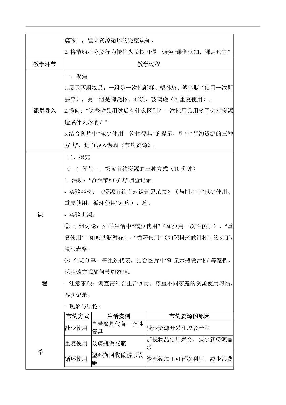 4.22 节约资源（教学设计）科学粤教粤科版三年级上册（新教材）第2页