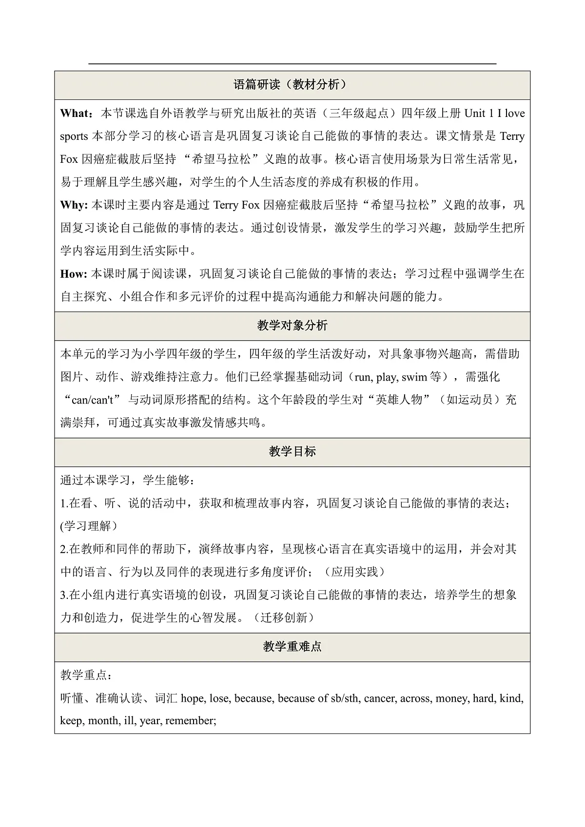 Unit 1 I love sports Period 2 Speed up 教学设计第2页