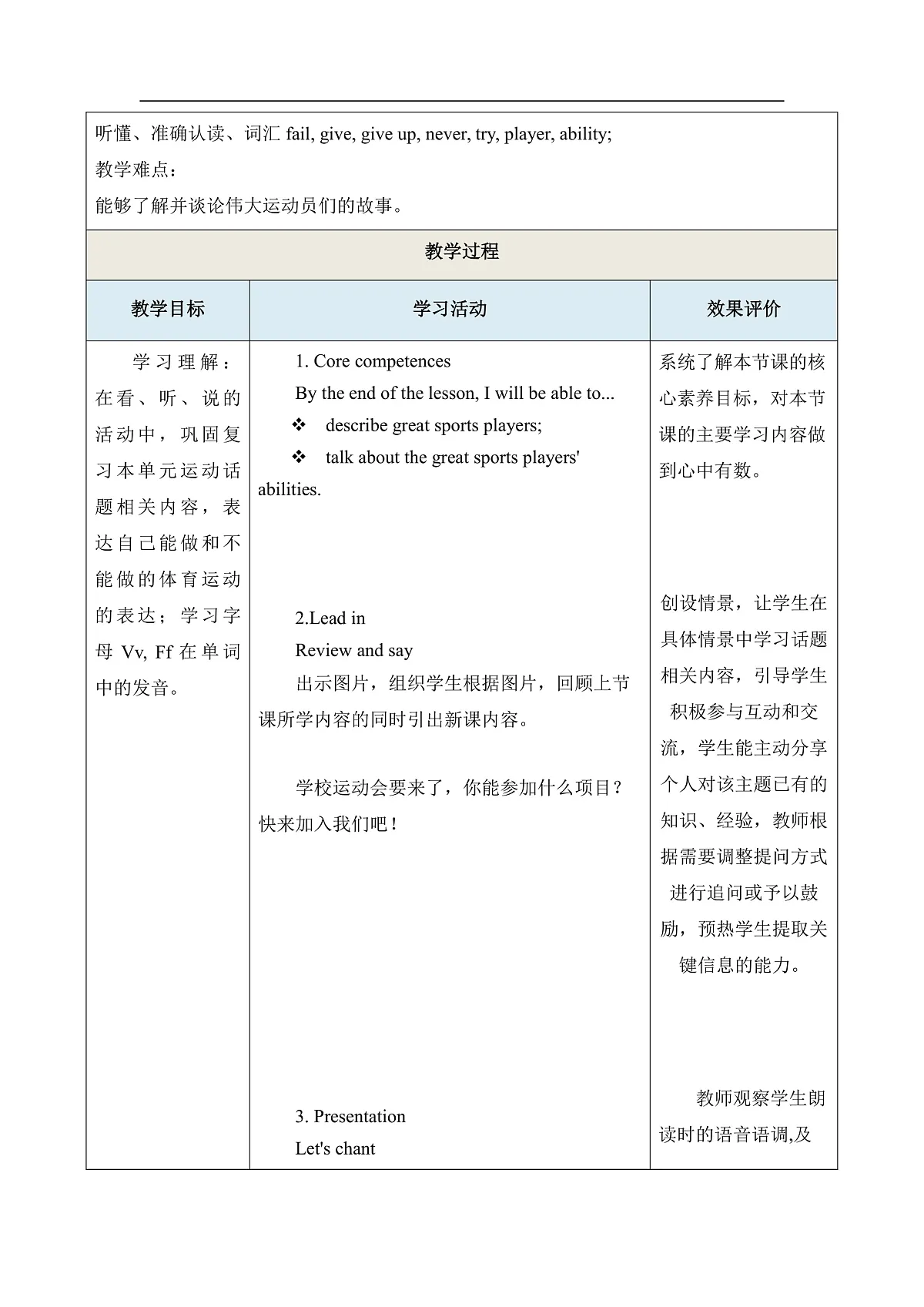 Unit 1 I love sports Period 3 Fuel up 教学设计第3页