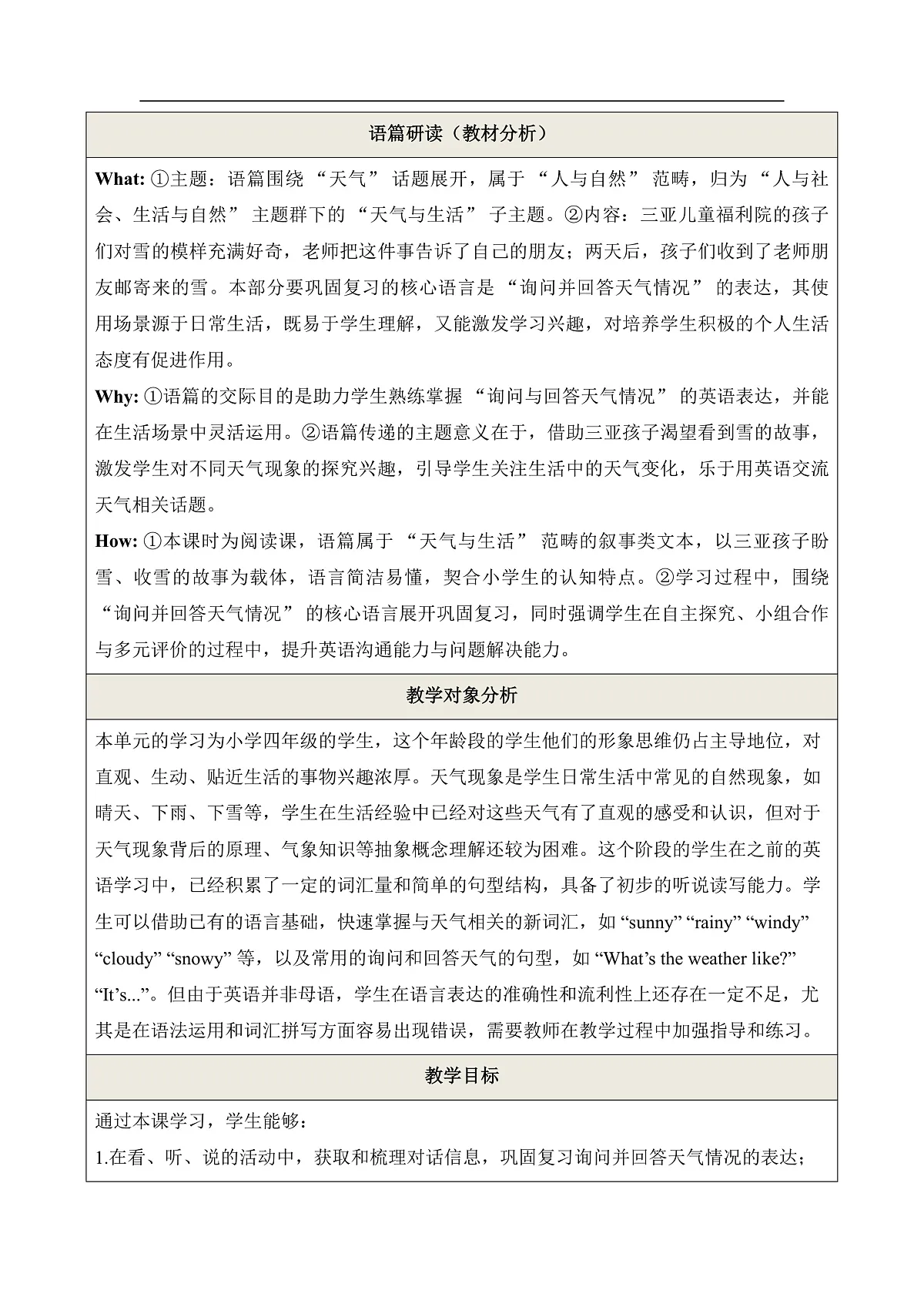 Unit 3 What's the weather Period 2 Speed up 教学设计第2页