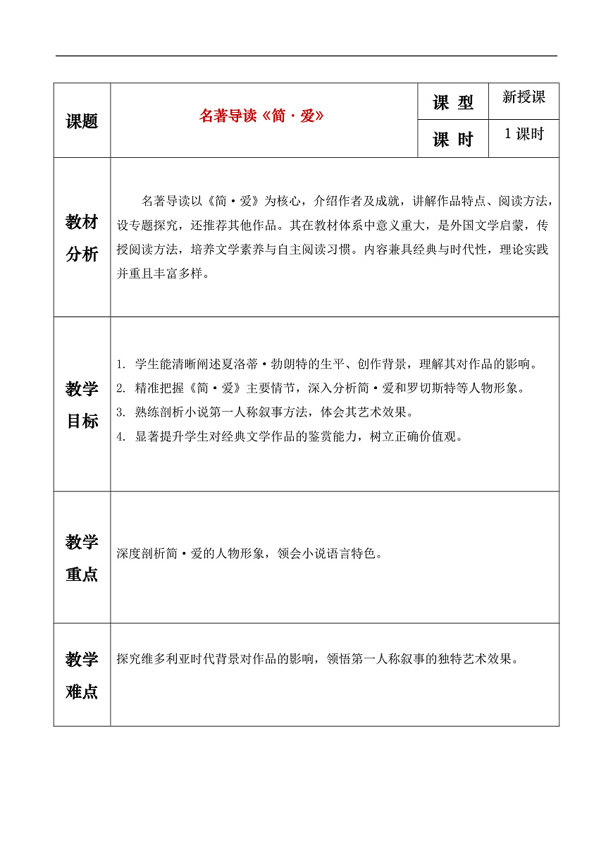 《简·爱》教学设计第1页