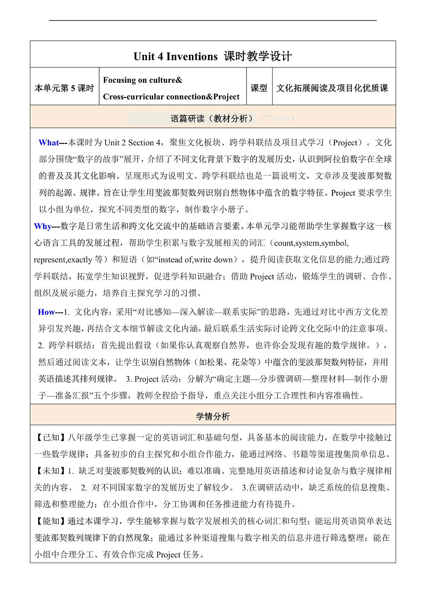 Unit 4 Inventions第5课时Section 4 &Project优质教学设计-新沪教八上第1页